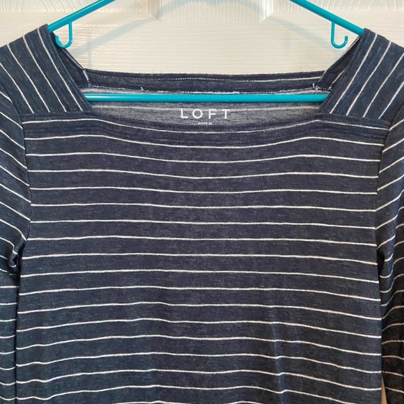LOFT size XS blue and white stripe top - Picture 2 of 3
